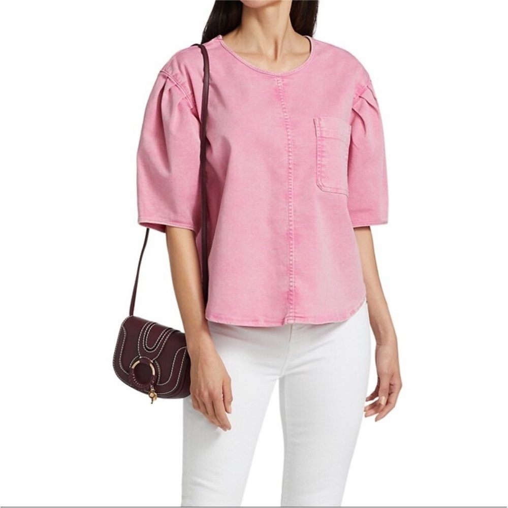 See by Chloe Puff Sleeve Denim Top - Picture 3 of 10